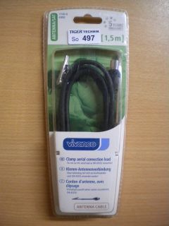Vivanco Klemm-Antennenverbindung 1,5m Krokodil-Klemme Koax-Stecker* so497