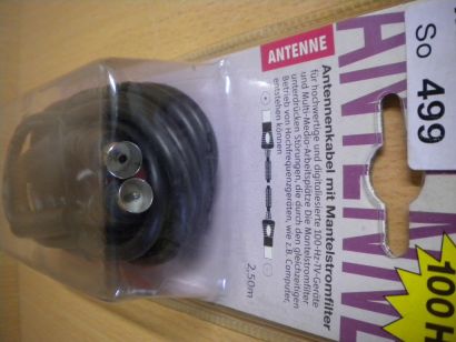 BigBalloon 100Hz 2,5m Antennenkabel mit Mantelstromfilter Koax St.-KoaxKu.*so499