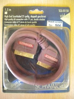 Schwaiger SCA8150 21pol SCART Kabel rot 1,5m vergoldet Stecker VideoTV DVD*so506