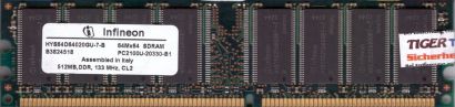 Infineon HYS64D64020GU-7-B PC-2100 CL2 512MB DDR1 266MHz Arbeitsspeicher RAM*r92