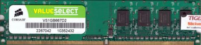 Corsair ValueSelect VS1GB667D2 PC2-5300 1GB DDR2 667MHz Arbeitsspeicher RAM*r222