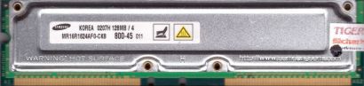Samsung MR16R1624AF0-CK8 800-45 PC800 128MB 4 RDRAM 800MHz Rambus RIMM* r240