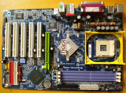 Gigabyte GA-8I848P-G Rev 2.0 Mainboard +Blende Sockel 478 AGP IDE SATA LAN* m666