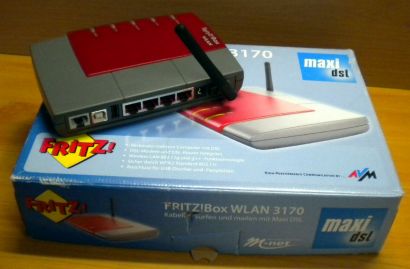 Fritz!Box Fon WLAN 3170 Router Rot ADSL ADSL2+ 4-ports 2x USB* nw467