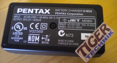 PENTAX D-BC8 4.2V DC 630mA Battery Charger* nt624