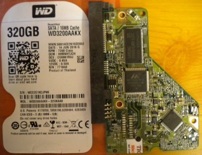 WD Caviar WD3200AAKX-00U6AA0 SATA 320GB PCB Controller-Elektronik Platine* fe11