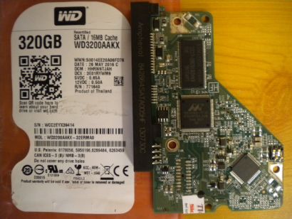 WD Caviar WD3200AAKX-32ERMA0 SATA 320GB PCB Controller-Elektronik Platine* fe13