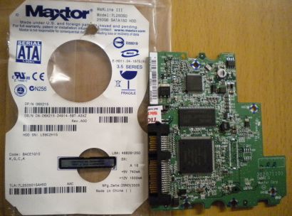 Maxtor MaxLine III 7L250S0 SATA 250GB PCB Controller-Elektronik Platine* fe34