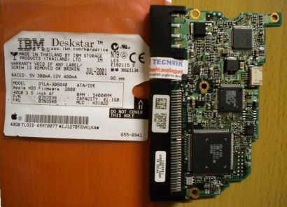 IBM DTLA-305040 07N3538 IDE 40 GB PCB Controller Elektronik Platine* fe87