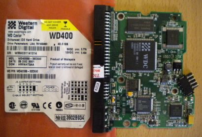 WD Caviar WD400BB-32CXA0 IDE 40GB PCB Controller Elektronik Platine* fe102