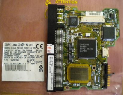IBM DCAS-32160 E182115 HG SCSI 2160MB PCB Controller Elektronik Platine* fe143