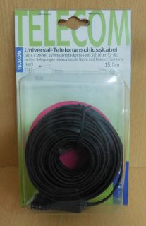 BigBalloon Universal Telefonkabel 15m Länge TAE-F Stecker RJ11 Western 6 4*so543