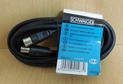 Schwaiger KVK 30 TV Radio Antennenkabel Koax-Stecker - Koax-Kupplung 3m* so556