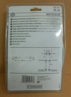 Schwaiger KVK150 SAT TV Radio Antennenkabel 15m Koax-Stecker Koax-Kupplung*so568