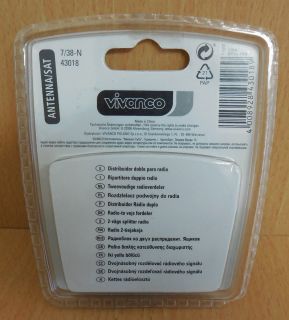 Vivanco Radio 2-fach Zweifach Verteiler Koax-Stecker 2x Koax-Kupplung* so572