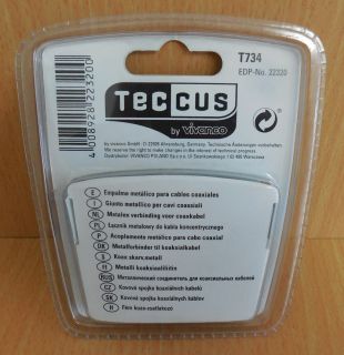 Teccus by Vivanco Metall Verbinder Koaxialkabel Koax Kabel vollgeschirmt* so589