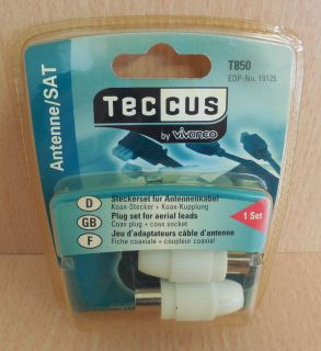 Teccus by Vivanco Steckerset für Antennenkabel Koax Stecker Koax Kupplung* so596