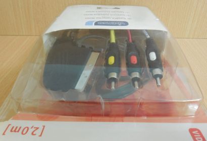 Vivanco Video Cinch Scart Kabel 2m Scart 3x Cinch IN OUT umschaltbar* so614