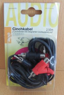 BigBalloon Audio Cinch Kabel 2,5m mit integrierter Kupplung auf Stecker* so636