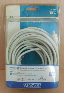Schwaiger Antennen Empfänger Anschluss Kabel 10m Koax Stecker Winkelbuchse*so653