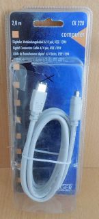 Schwaiger CK220 Firewire IEEE1394 6 4pol Kabel 2m Digital Verbindungskabel*so661