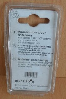 BigBalloon Antenne Koaxial Stecker 75Ohm mit Schraubanschluss aus Metall* so669