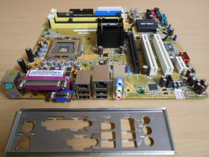 Asus P5L-VM1394 Rev 1.00G P3-PH4C Mainboard +Blende Sockel 775 LAN VGA PCIe*m731