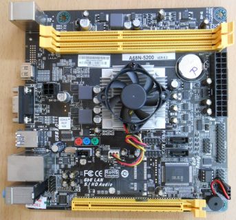 Biostar A68N-5200 Ver6.2 Mainboard +Blende AMD A6-5200 Quad Core CPU USB3.0*m739