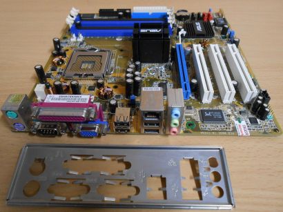Asus P5GV-MX Rev1.04 Mainboard +Blende Sockel 775 FSB800 DDR SATA PCIe VGA* m767