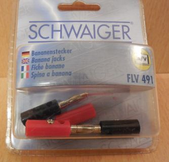 Schwaiger FLV491 4er Set Bananenstecker 4 Stück 2x rot 2x schwarz* so688
