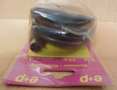 e+p B 50 Kabel Würfelstecker auf Würfelkupplung 5m schwarz* so689