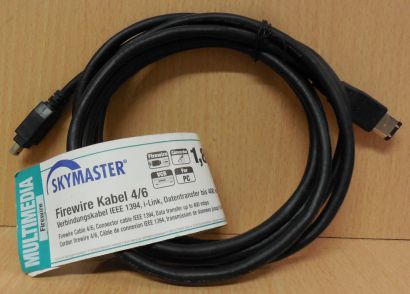 Skymaster 85321 Firewire Kabel 4 6 IEEE1394 1,8m Verbindungskabel i-Link*so709