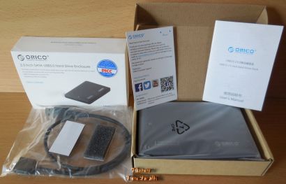 Orico 2599US3 2,5 Zoll HDD Gehäuse USB3.0 SATA I II III HDD SSD 0.5m Kabel* pz79