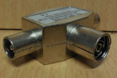 TV Zweifachverteiler 2 fach Verteiler metall Koax-Kupplung 2x Koax-Stecker*so729