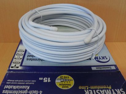 Skymaster SAT Koaxialkabel 15m 110db 4xshielded Antennenkabel zum Verlegen*so760