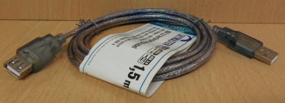 Skymaster 81161 USB2.0 Kabel Silber 1,5m Typ A Stecker Buchse Verlängerung*so771