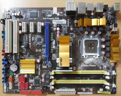 Asus P5QD Turbo Rev1.00G Mainboard +Blende So775 P45 FSB1600 DDR2 SATA PCIe*m788