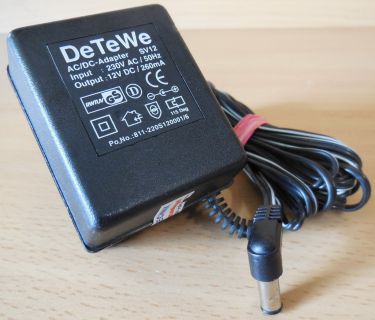 DeTeWe SV12 AC DC Adapter 12V 260mA Netzteil 811-220S120001 6* nt876