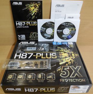 Asus H87-Plus Rev1.04 Mainboard in OVP Intel H87 Sockel 1150 PCIe DDR3 USB3*m831