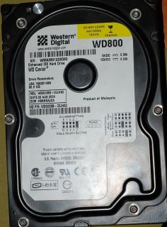 Western Digital WD800 Caviar 800BB-55HEA0 Festplatte HDD IDE 80GB 3,5 f245
