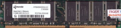 Qimonda HYS64D64320HU-6-C PC-2700 512MB DDR1 333MHz Arbeitsspeicher DDR RAM*r509