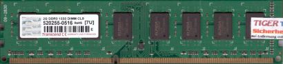 Transcend PC3-10600 2GB DDR3 1333MHz CL9 Arbeitsspeicher RAM* r515