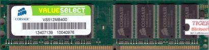 Corsair ValueSelect VS512MB400 PC-3200 512MB DDR 400MHz Arbeitsspeicher RAM*r544