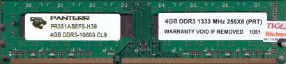 Panterr PR351ABEF8-H39 PC3-10600 4GB DDR3 1333MHz CL9 Arbeitsspeicher RAM* r552