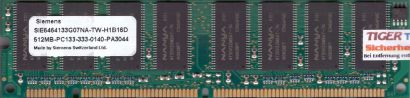 Siemens SIE6464133G07NA-TW-H1B16D PC133 512MB SDRAM 133MHz CL3 SD RAM* r567