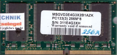 VDATA MSGVD3E4G3X2B1AZK PC133 256MB SDRAM 133MHz SODIMM SD Arbeitsspeicher* lr13