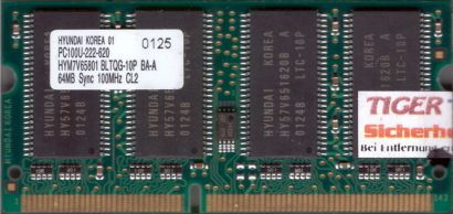 Hyundai HYM7V65801 BLTQG-10P BA-A PC100 64MB SDRAM 100MHz SODIMM SD RAM* lr21