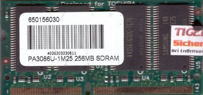 Toshiba PA3086U-1M25 PC133 256MB SDRAM 133MHz SODIMM SD Arbeitsspeicher* lr25