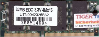 Mosel Vitelic UTN0042325B32 32MB SODIMM EDO 3.3V RAM Arbeitsspeicher* lr27