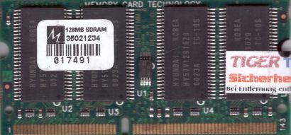 NoName PC100 128MB SDRAM 100MHz SODIMM SD RAM Hyundai HY57V1291620 Chips* lr29